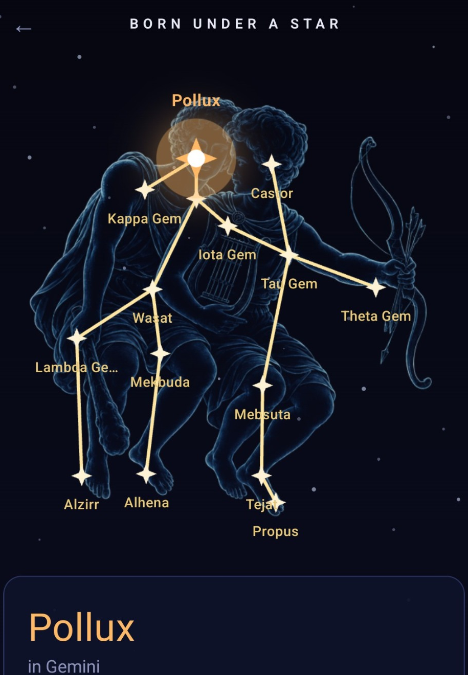Born Under a Star, Pollux in Gemini